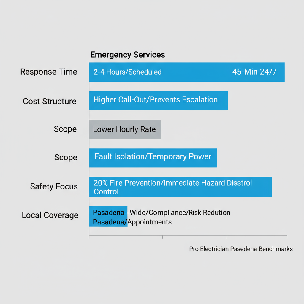 Horizontal bar chart comparing benefits of emergency versus standard electrical services