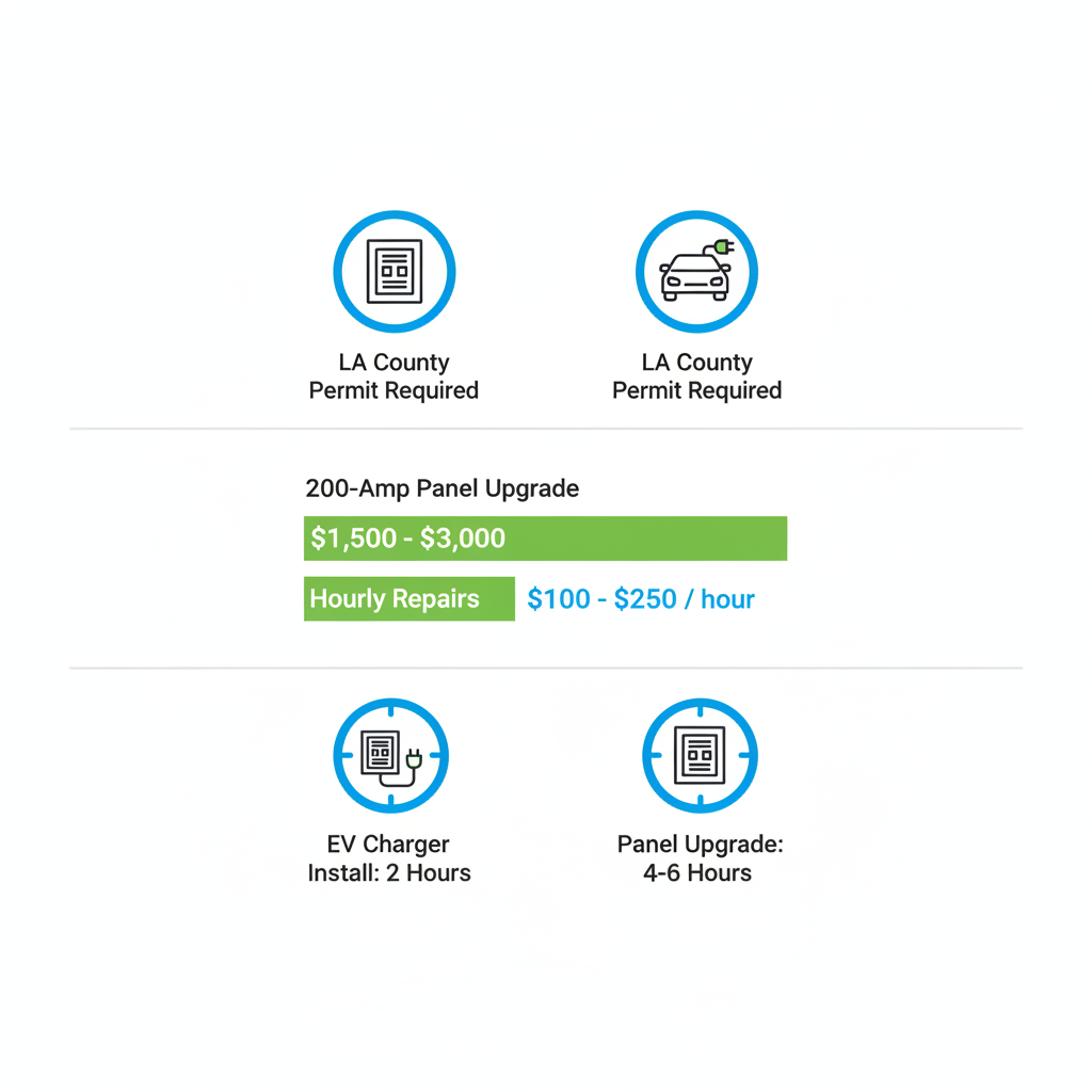 Infographic illustrating permits, cost breakdowns, and timelines for Glendale electrical services