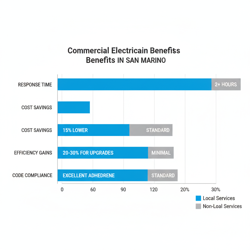 Bar chart comparing benefits of local versus non-local commercial electrician services in San Marino