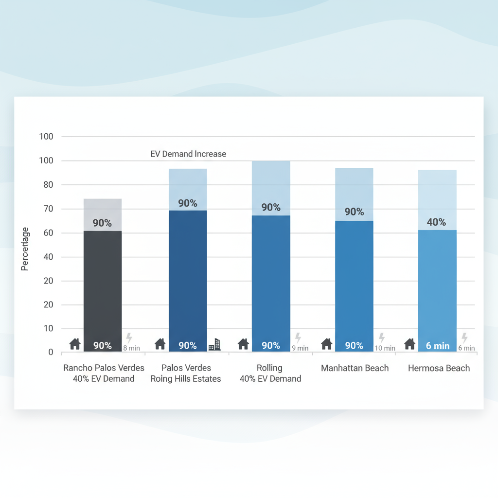 Bar chart comparing electrical service coverage percentages across Rancho Palos Verdes and surrounding coastal neighborhoods
