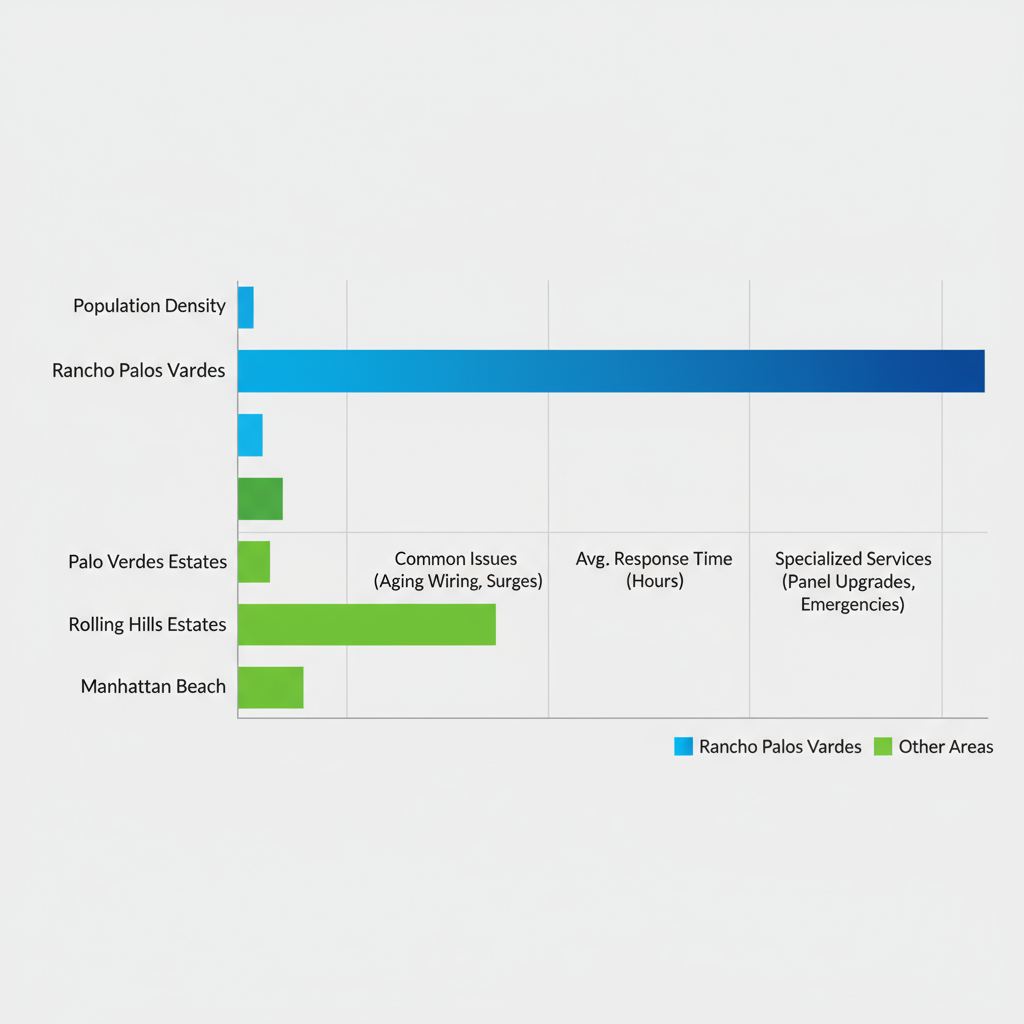 Horizontal bar chart comparing electrical service metrics across Palos Verdes Peninsula areas