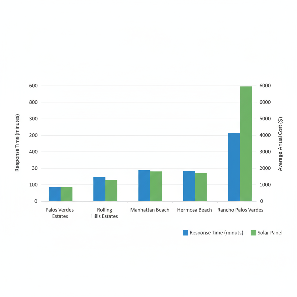 Horizontal bar chart comparing electrical response times and costs in Palos Verdes coastal areas