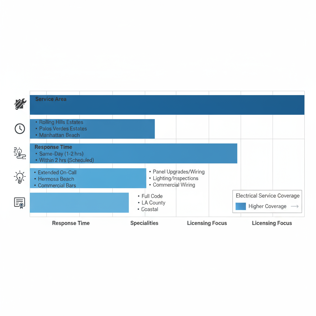 Bar chart comparing electrical service categories across Rolling Hills Estates and neighboring coastal areas for accessibility.
