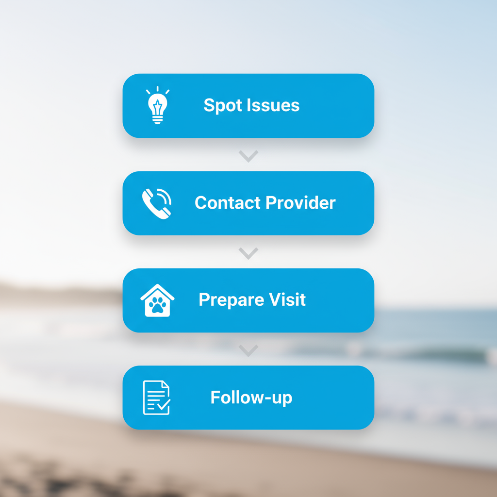 Vertical process flow diagram illustrating the steps to initiate electrical service calls with icons and minimal labels