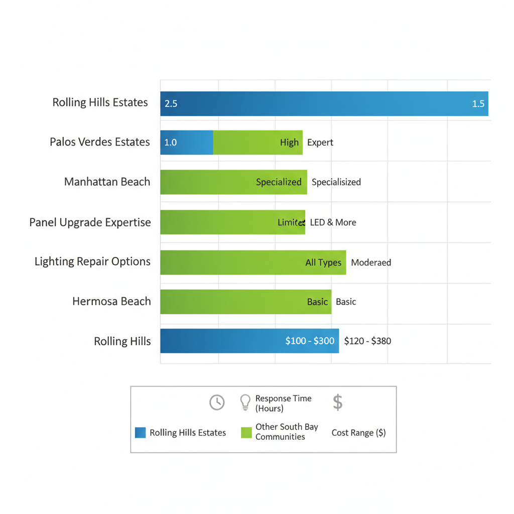 Horizontal bar chart comparing electrical service metrics across South Bay communities