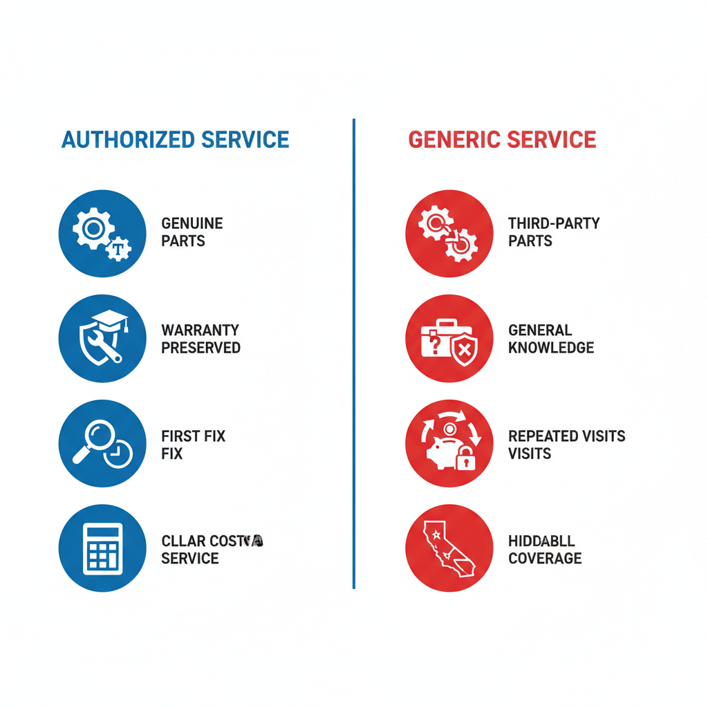 Infographic illustrating differences between authorized and generic Thermador appliance repair services