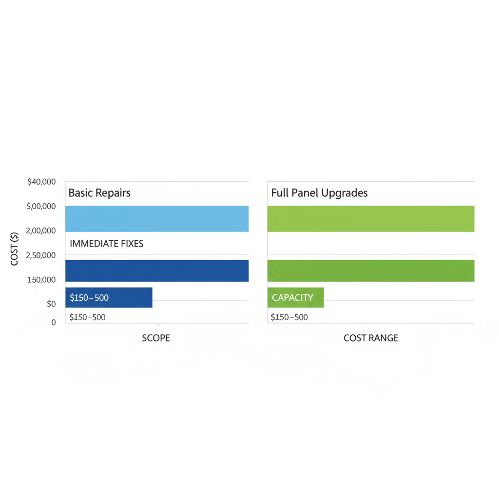 Bar chart comparing costs of basic electrical repairs and full panel upgrades in Beverly Hills
