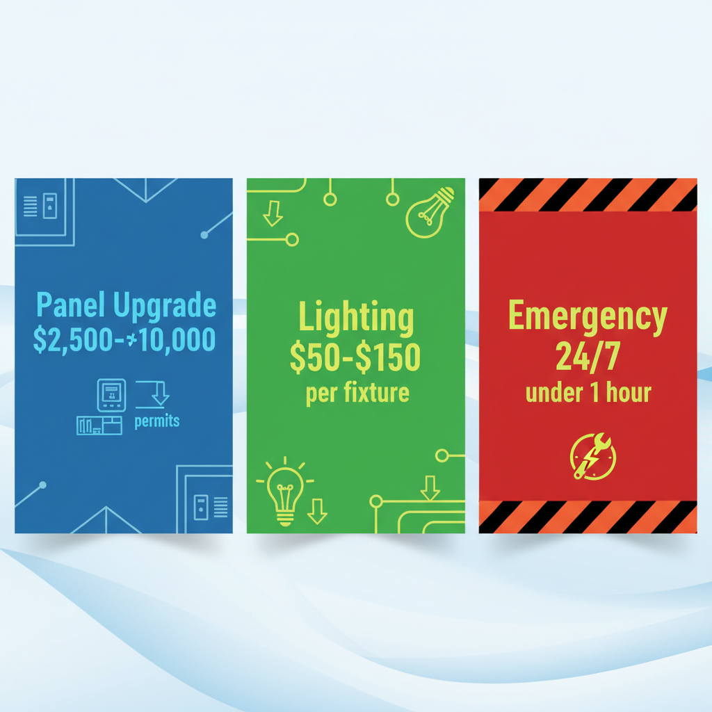 Infographic comparing costs and features of commercial electrical services in Santa Monica