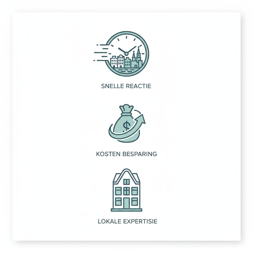 Raster van drie iconen voor voordelen van professionele CV ketel service in Amsterdam