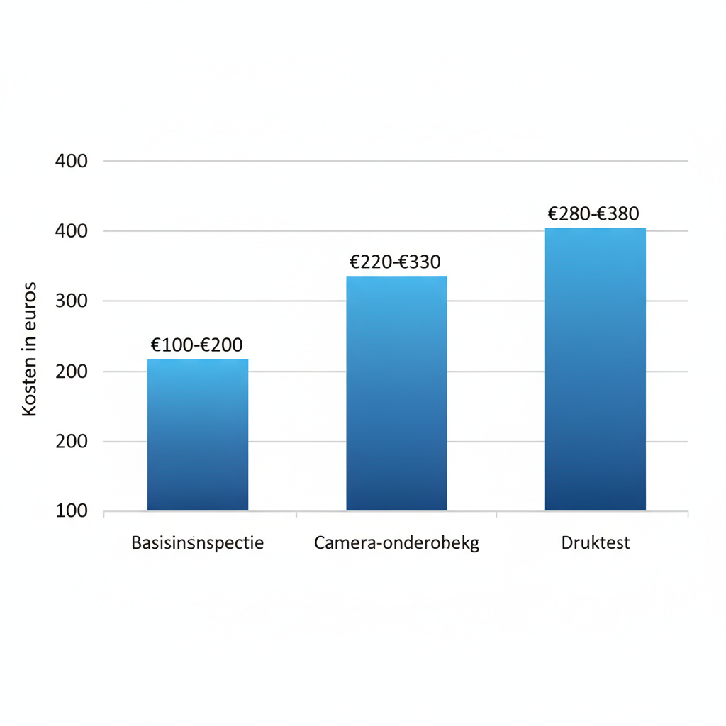 Staafdiagram met kostenoverzicht voor verschillende lekdetectiemethoden in Amsterdam-West