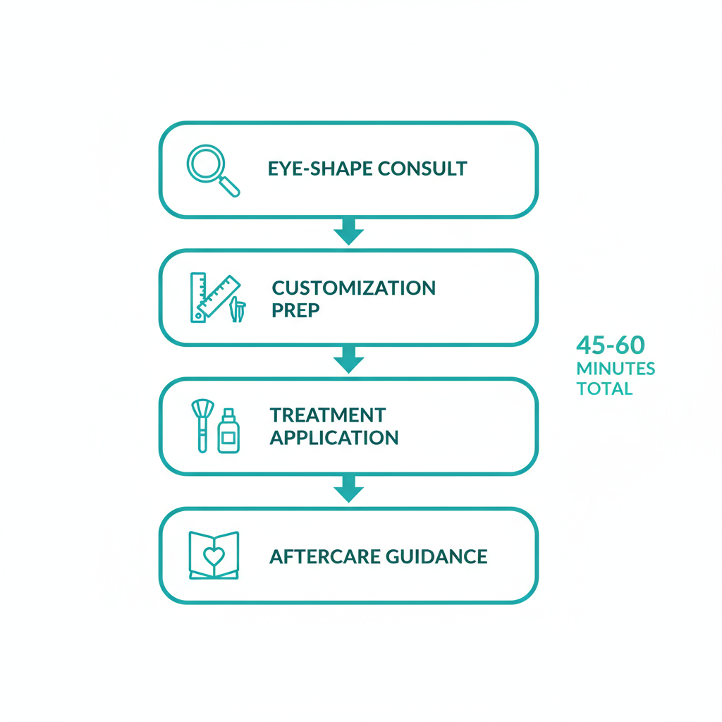 Diagram illustrating the step-by-step brow services process at Alchemy Artistry from consultation to aftercare