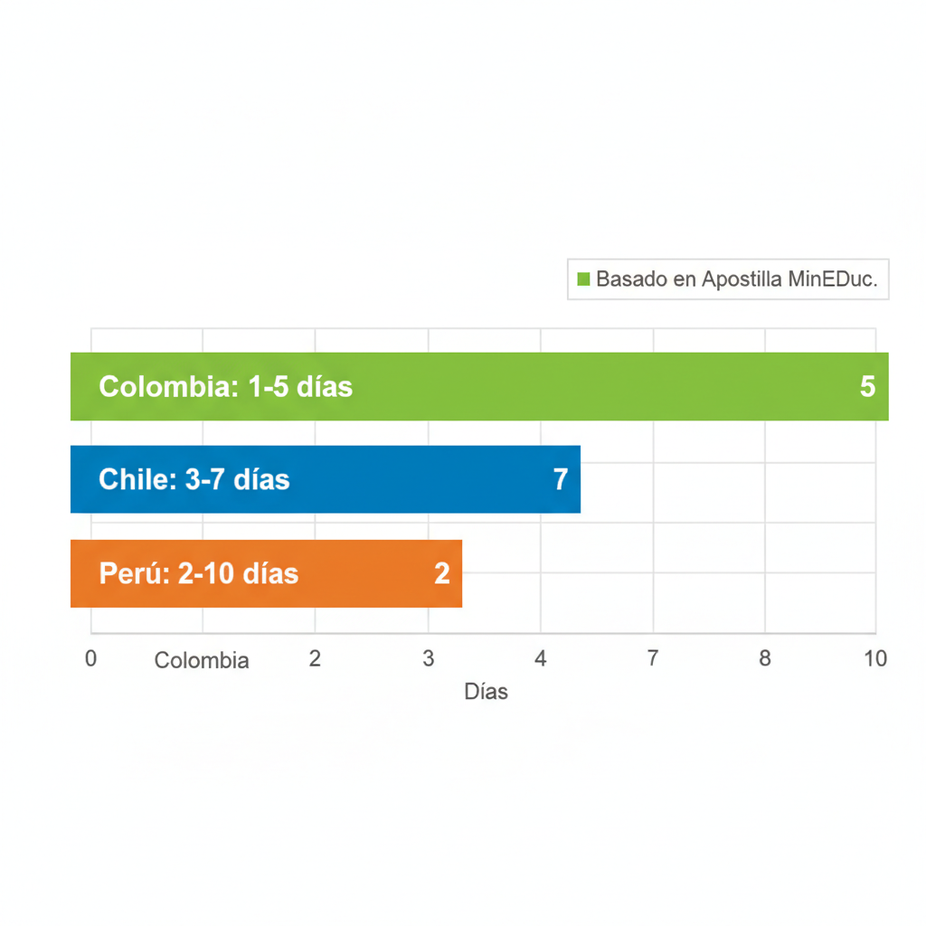 Gr
Gfico de barras comparativo horizontal de tiempos de apostilla de certificados en Colombia, Chile y Per
G