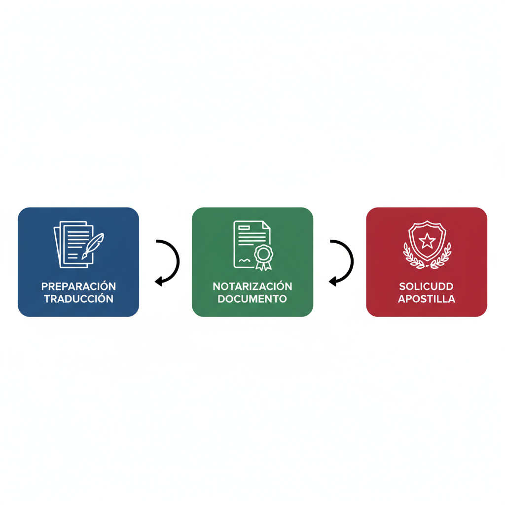 Diagrama de flujo horizontal del proceso para apostillar traducciones certificadas en Colombia