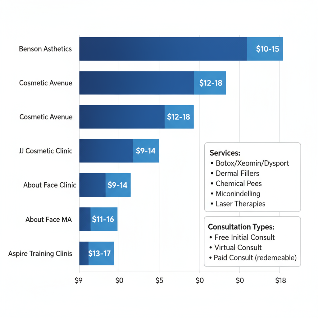 Horizontal bar chart illustrating cost comparison of Botox treatments at five clinics in Melbourne, Florida