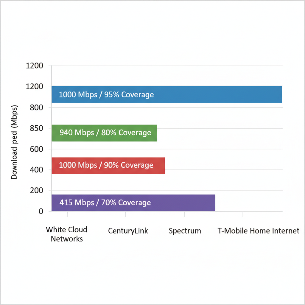Horizontal bar chart comparing maximum download speeds of internet providers in Twin Falls, Idaho, with coverage labels.