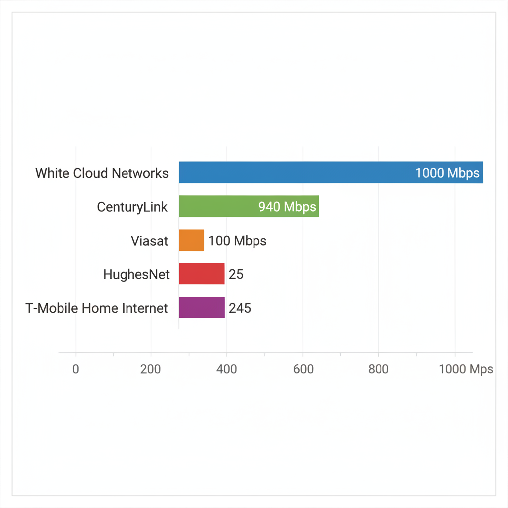 Horizontal bar chart comparing maximum download speeds of top ISPs in Wendell, ID