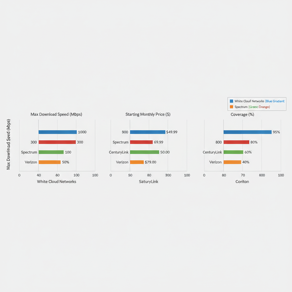 Horizontal bar chart comparing Chubbuck internet providers on speed, price, and coverage