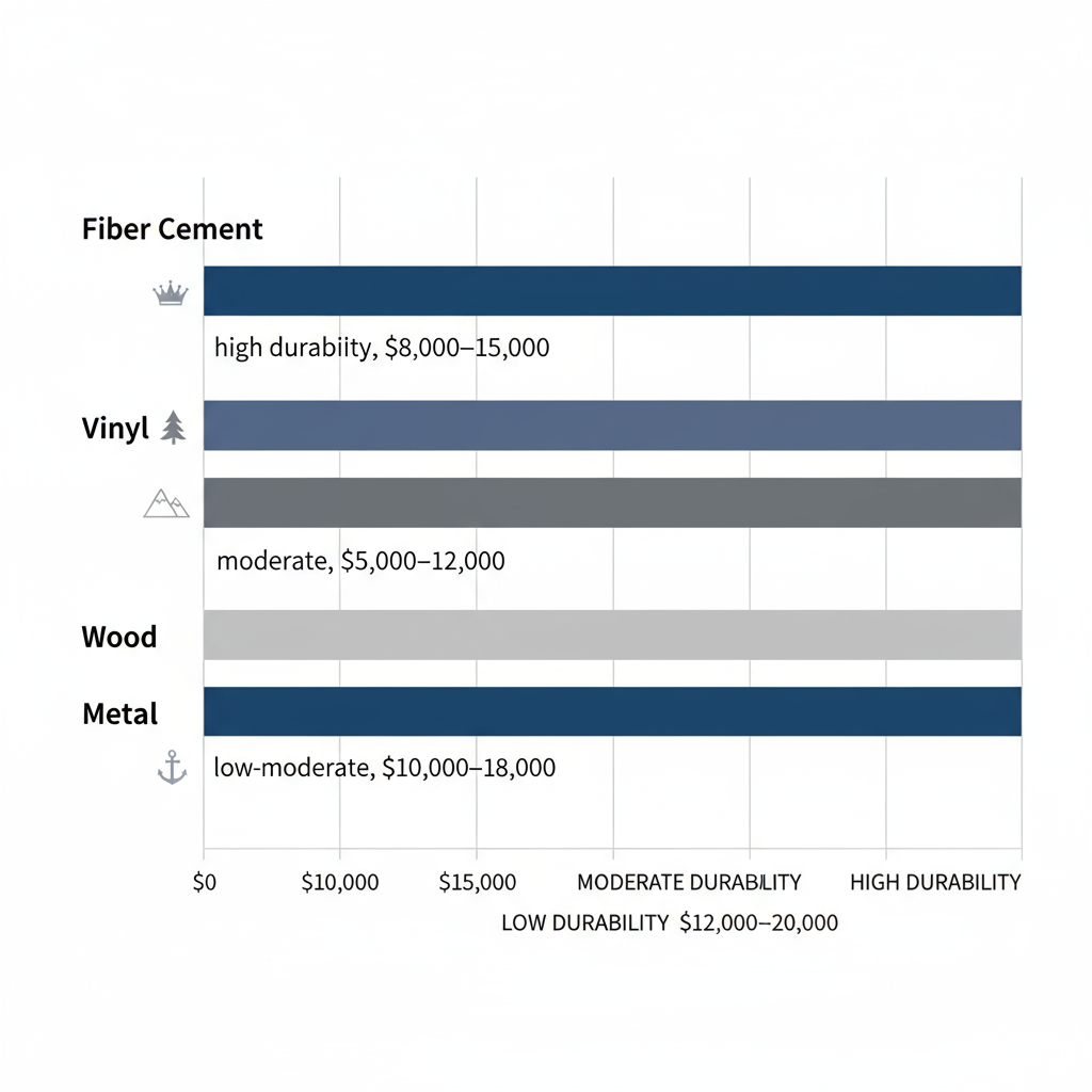 Comparison chart of siding materials including costs and durability ratings for Puget Sound counties