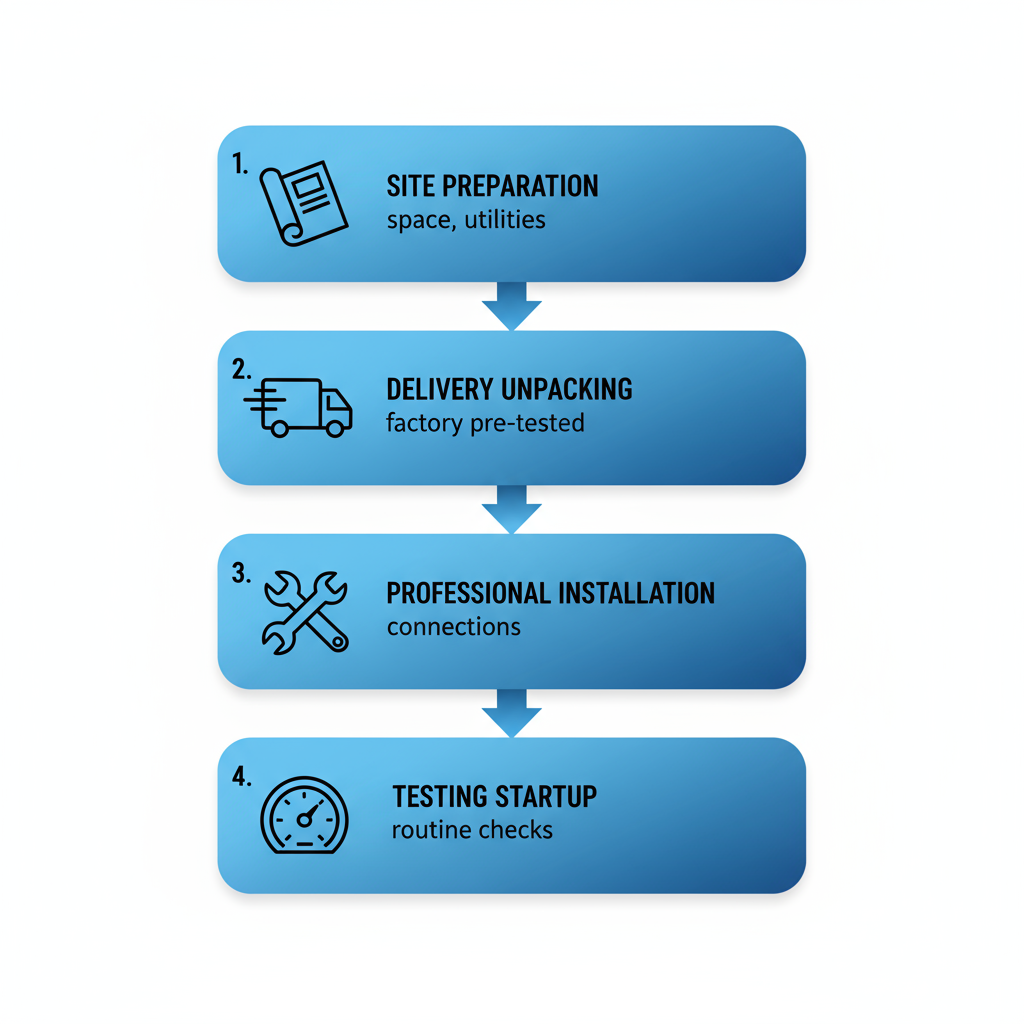 Vertical process flow diagram showing four key steps for implementing an industrial ice machine