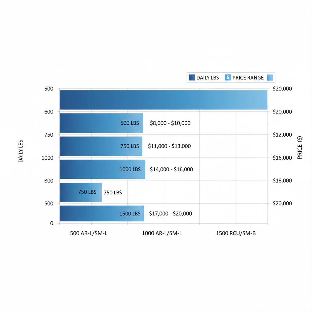 img 690e7ae70ad1b Horizontal bar chart comparing capacities and prices of Arctic-Temp ice machine models