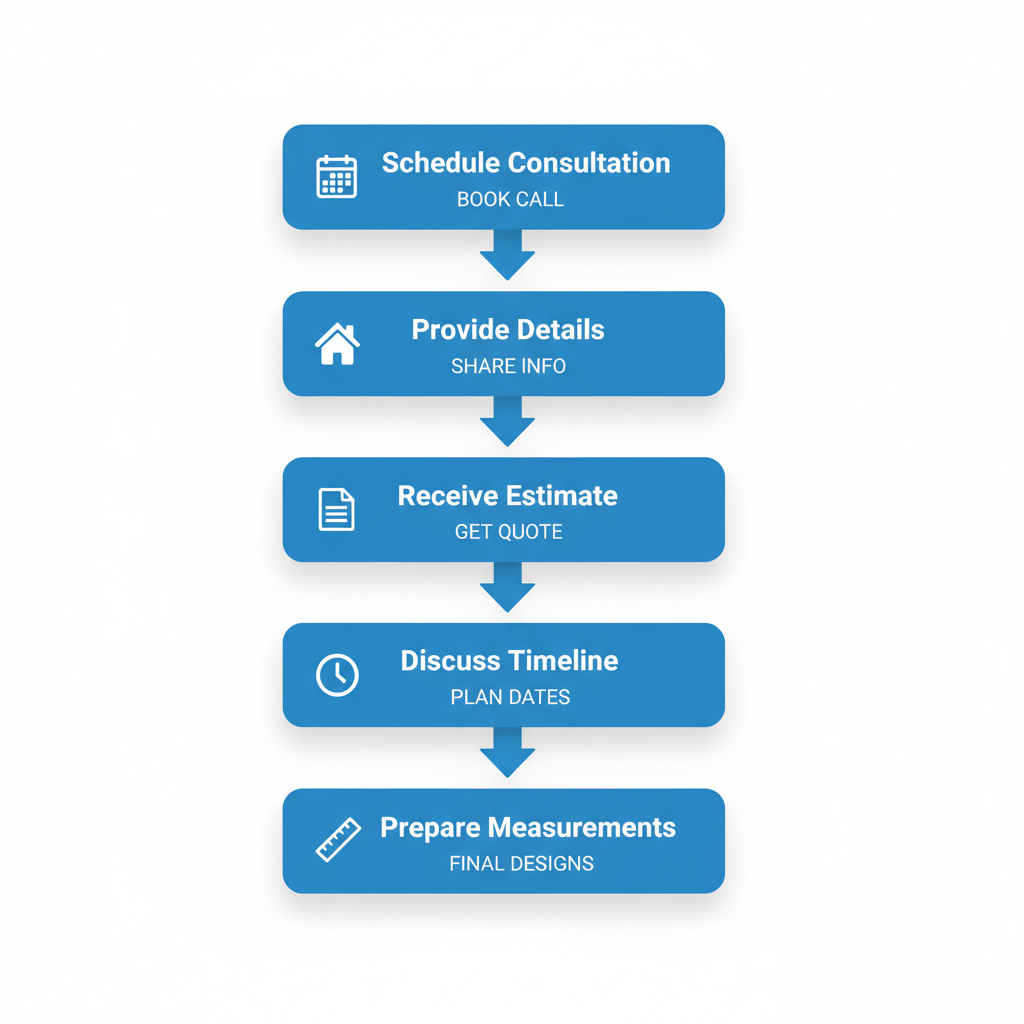 Vertical diagram showing five steps to start a kitchen remodel in Denver