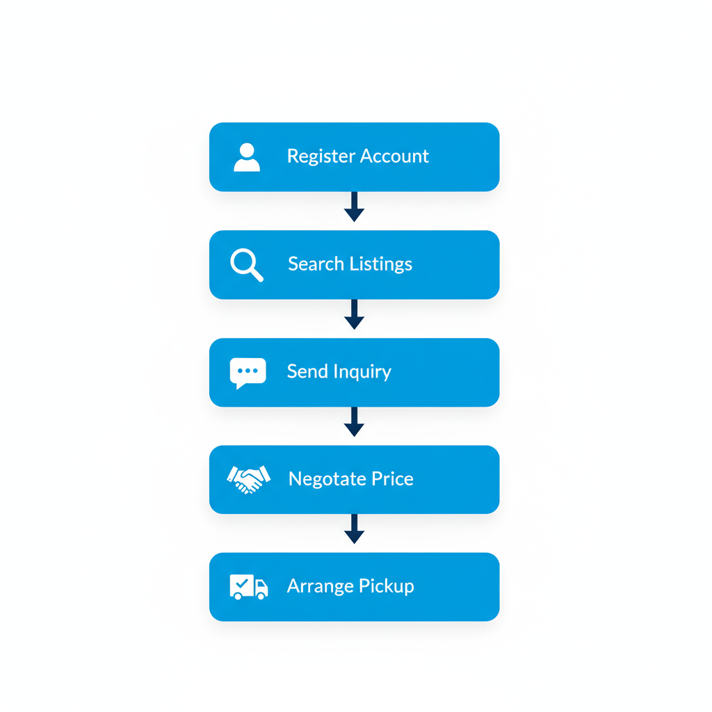 Vertical process flow diagram showing steps to buy a center table on Xeeloq marketplace in Nigeria