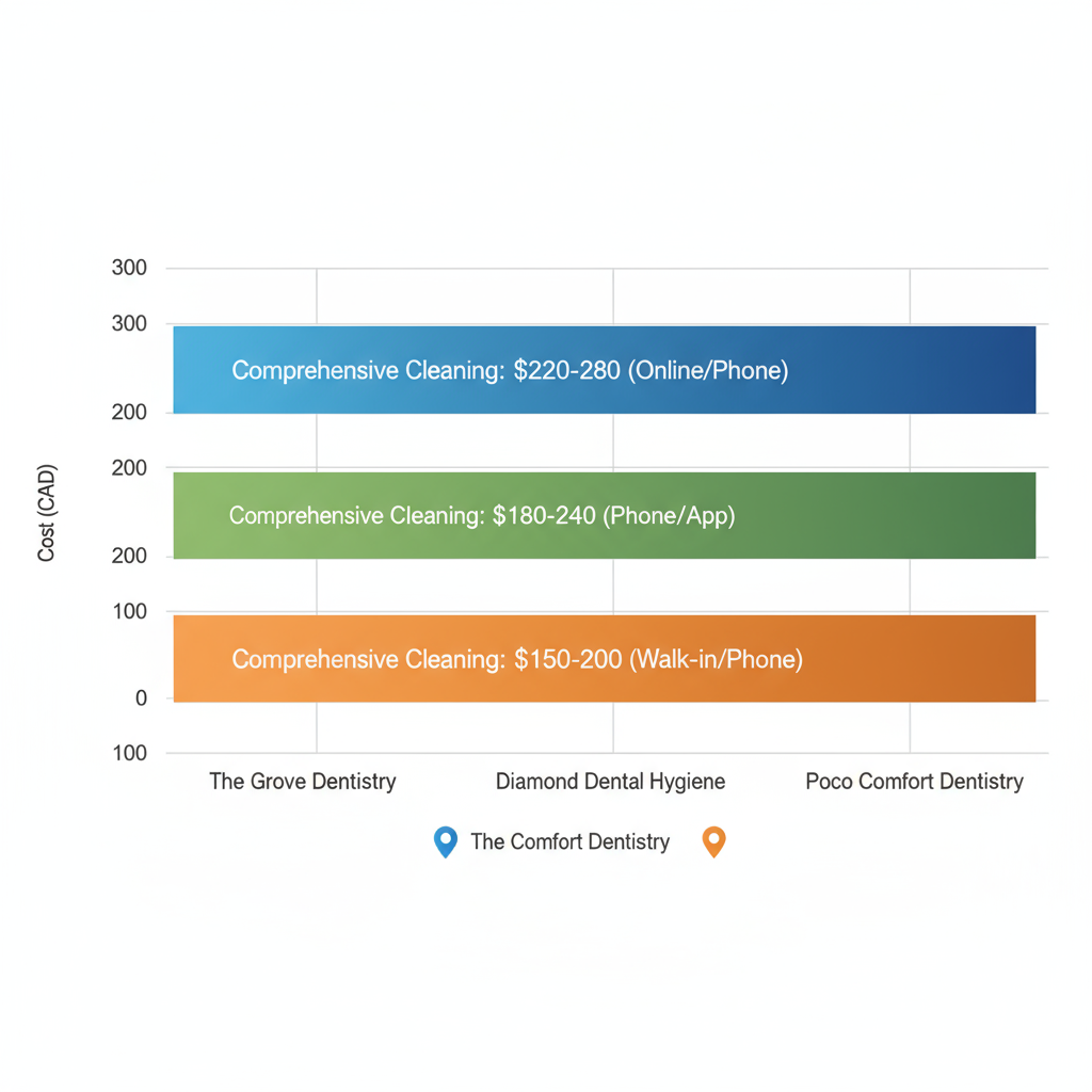 Horizontal bar chart comparing dental hygiene costs for providers in Port Coquitlam