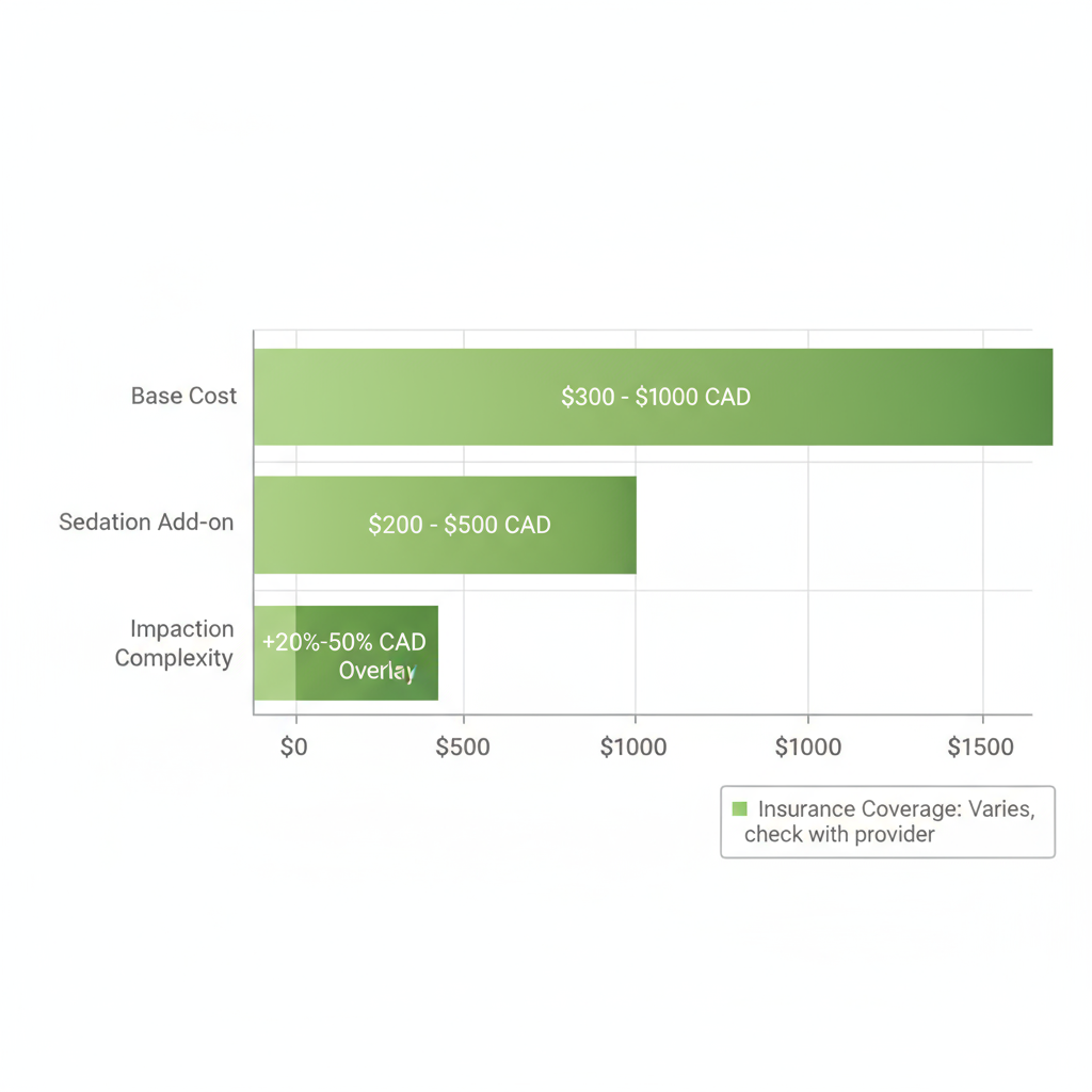 Horizontal bar chart illustrating cost factors for wisdom teeth extractions in Port Coquitlam, British Columbia