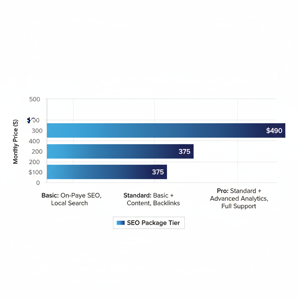 Horizontal bar chart comparing SEO package prices and features for Deltona businesses