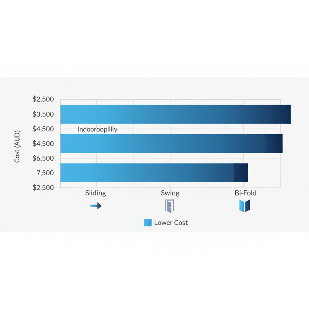 Horizontal bar chart comparing costs of sliding, swing, and bi-fold driveway gates in Brisbane with icons and area labels.