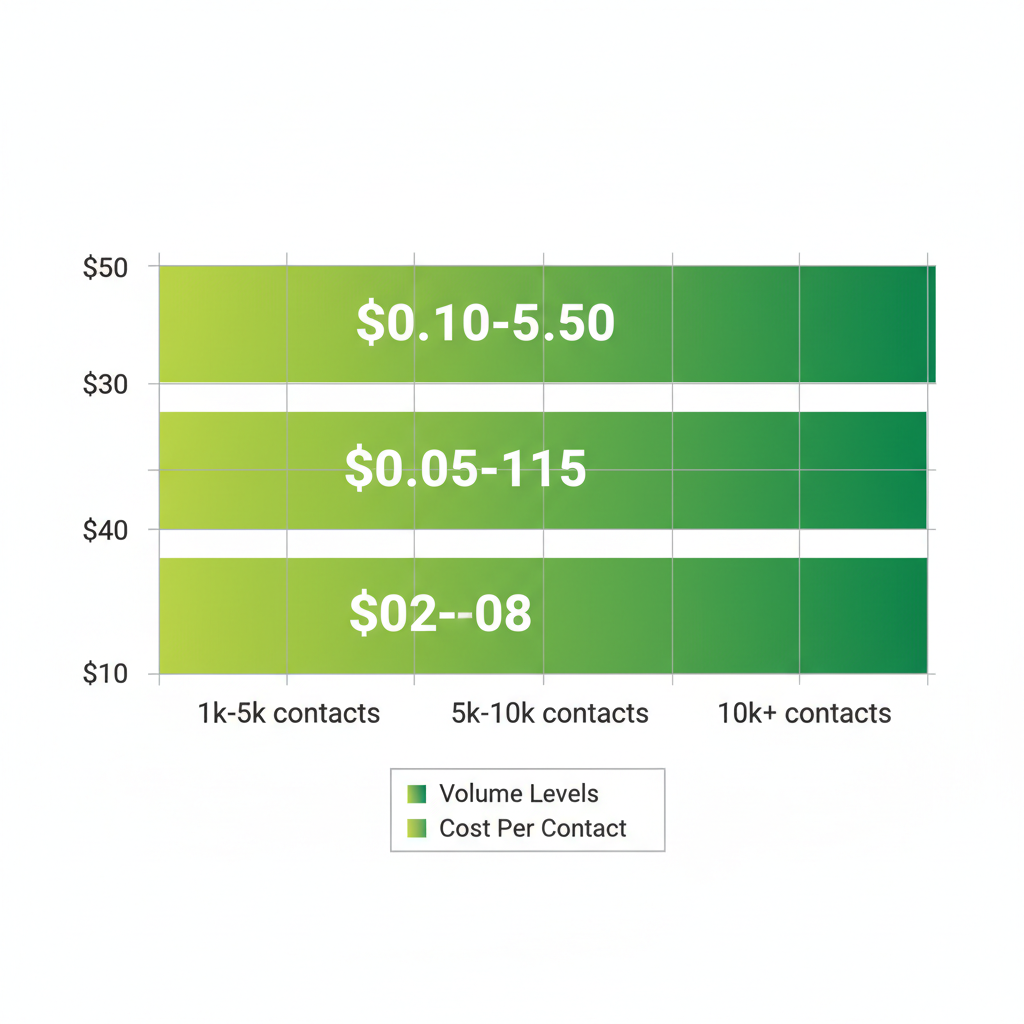 Horizontal bar chart illustrating pricing tiers for telemarketing lists based on volume and specificity