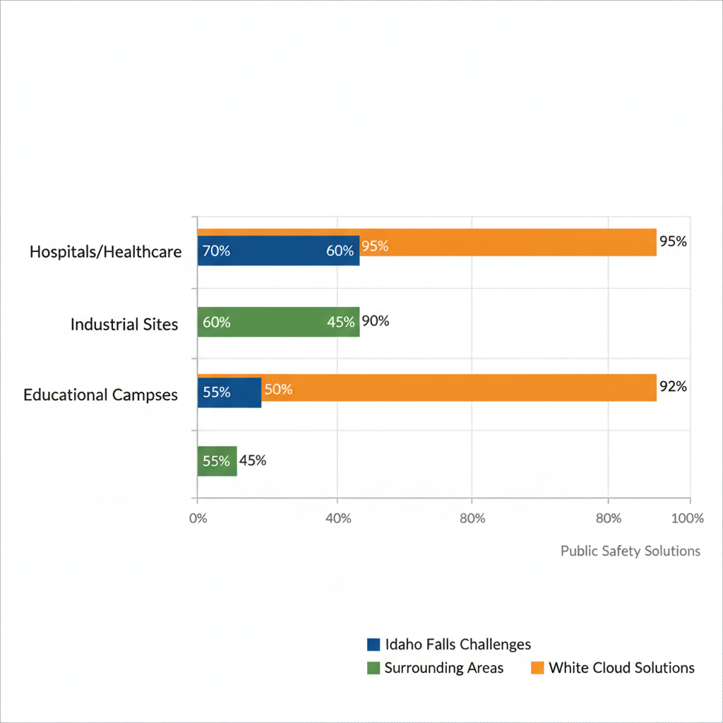 Horizontal bar chart comparing ERCS coverage challenges and solutions in Idaho Falls building types