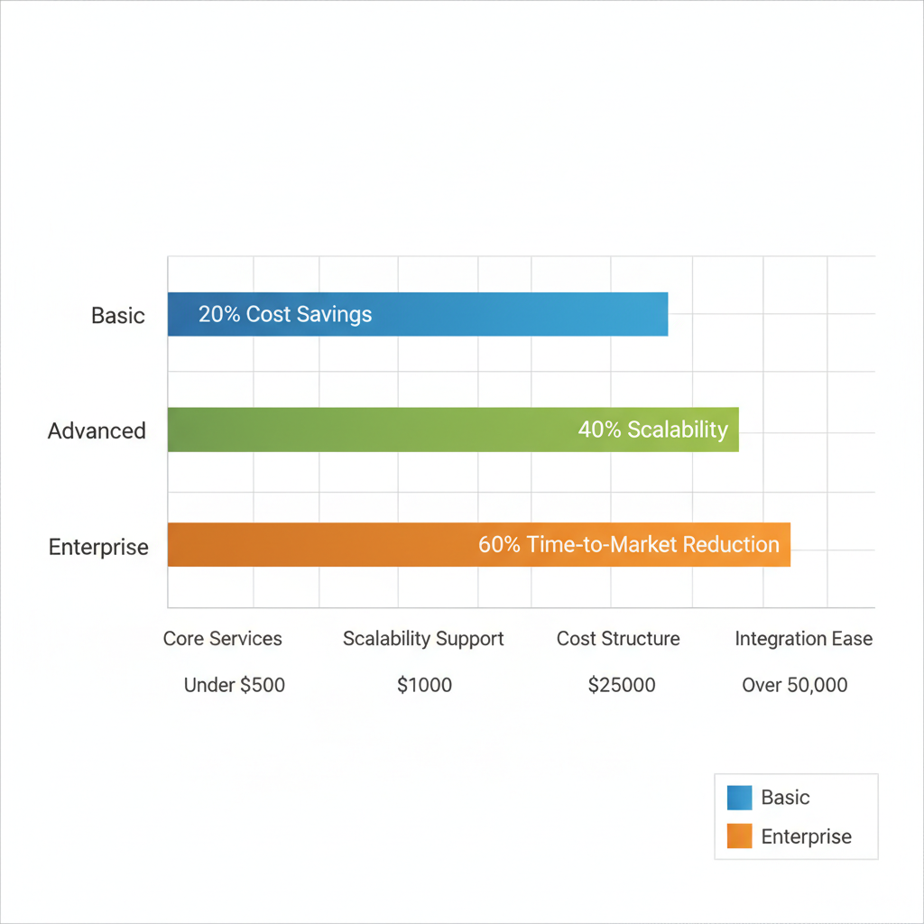Horizontal bar chart comparing Basic, Advanced, and Enterprise white label WordPress partnership models by core services, scalability, cost, and integration ease