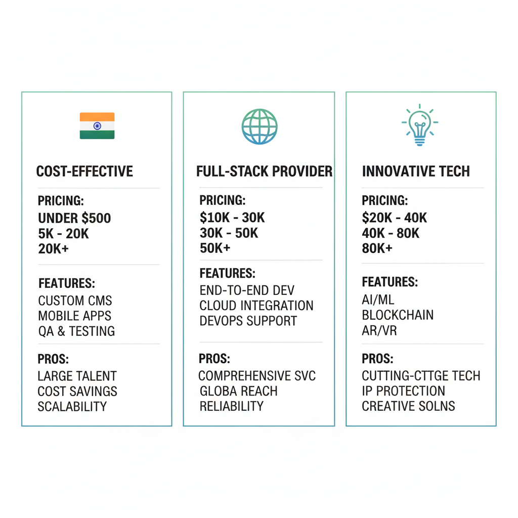 Infographic comparing Bantech Solutions, eSparkinfo, and Leanware SaaS agencies on pricing, features, and advantages