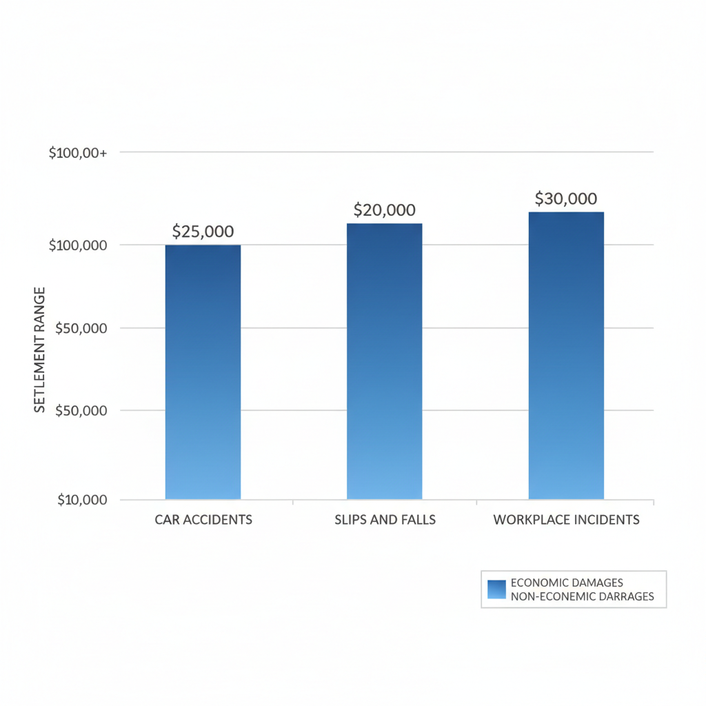 Bar chart of average personal injury settlement amounts in Pittsburgh by injury type