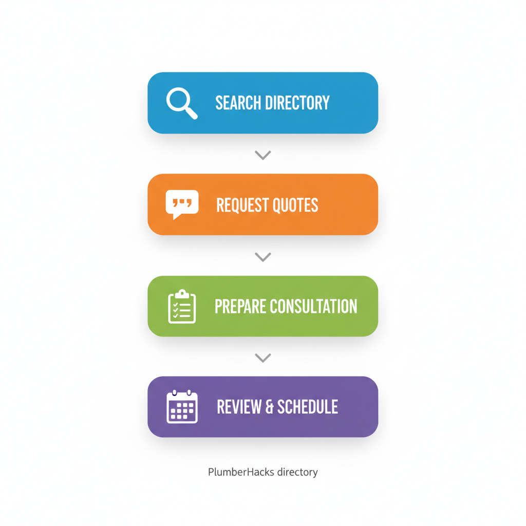 Vertical process flow diagram for connecting with Birmingham plumbing professionals