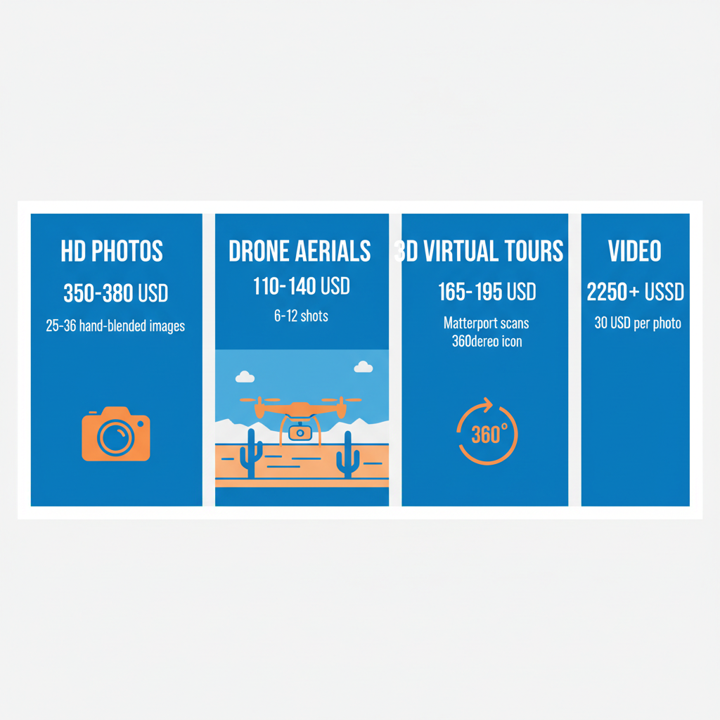 Infographic outlining ReMethod's photography and video services for Phoenix real estate with pricing and icons