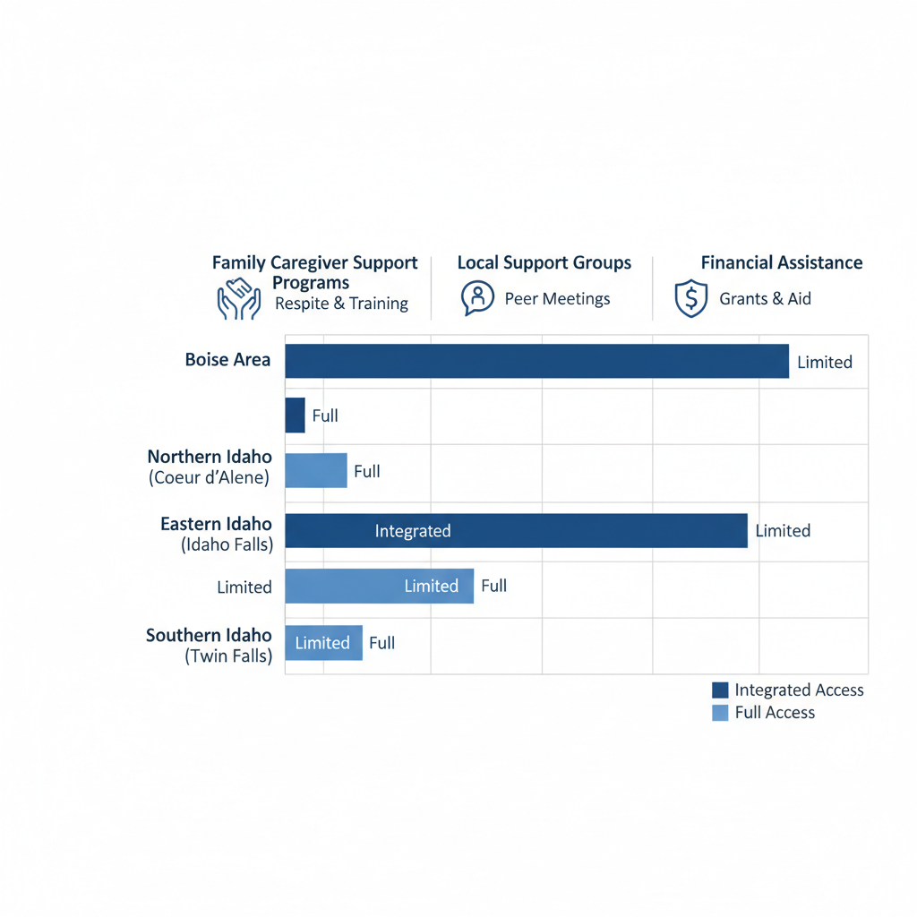 Horizontal bar chart comparing elder care resource access levels across Idaho regions