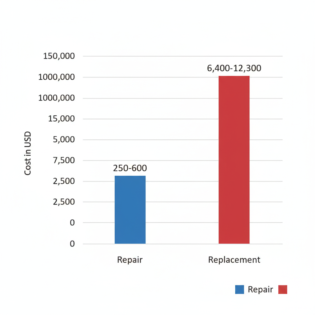 Bar chart comparing roof repair and replacement cost ranges in Phoenix