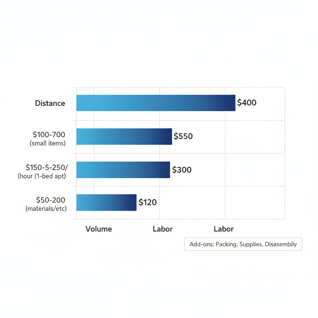 Horizontal bar chart showing key cost factors for local moves in Marietta, GA