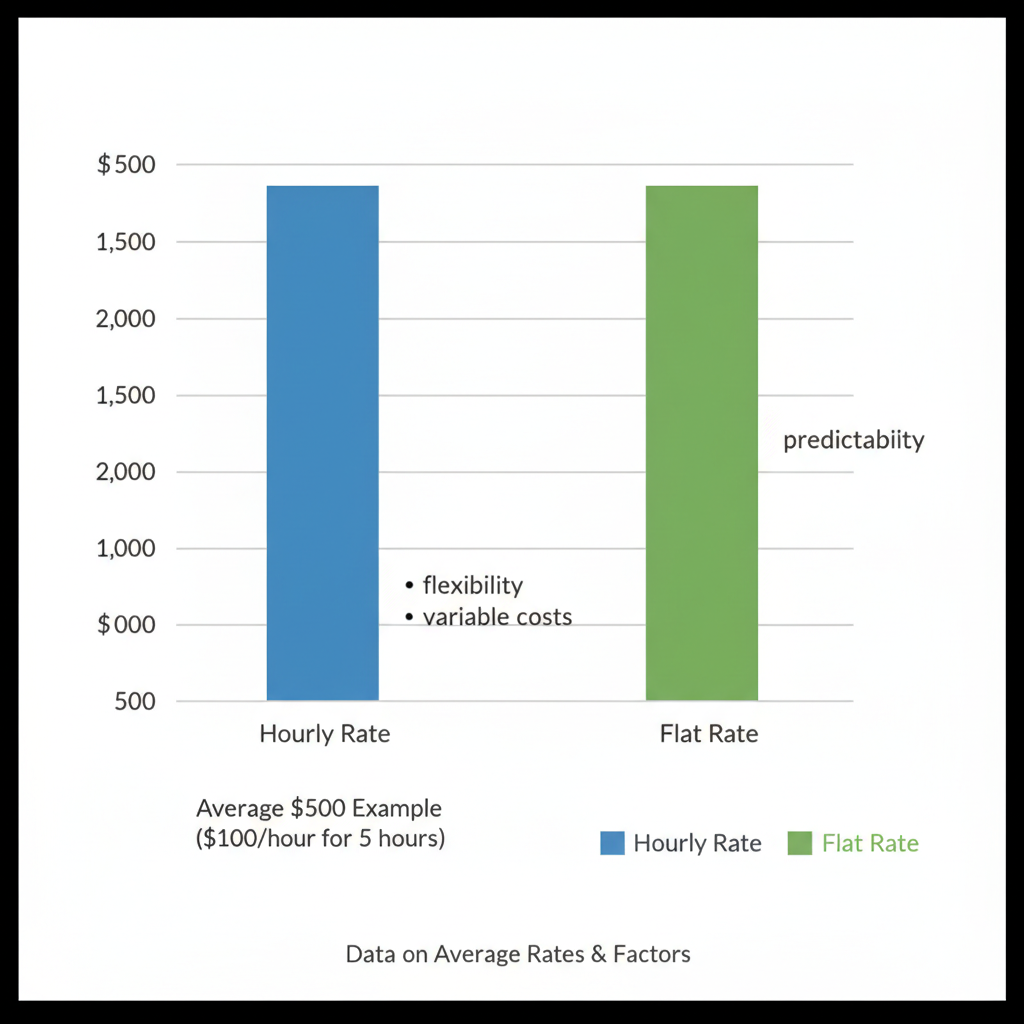 Bar chart comparing hourly and flat-rate pricing models for local moves in Marietta, Georgia, showing cost ranges and average examples.