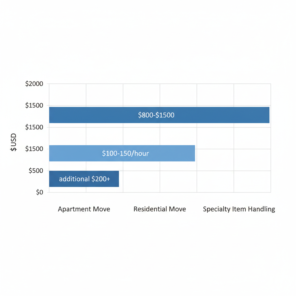 Horizontal bar chart of average moving costs in Marietta for apartment, residential, and specialty handling types