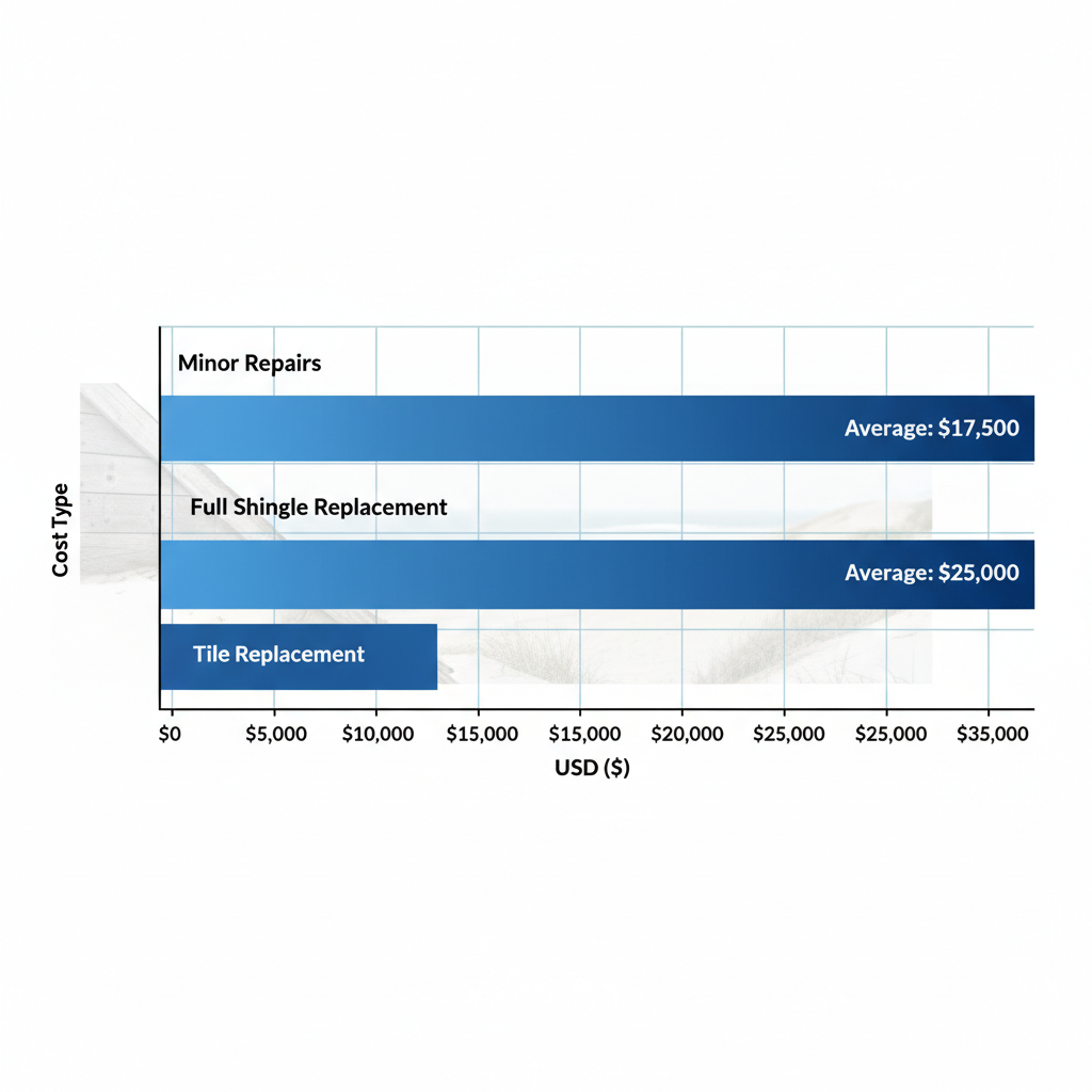 Horizontal bar chart comparing roofing repair and replacement costs in Camarillo, California