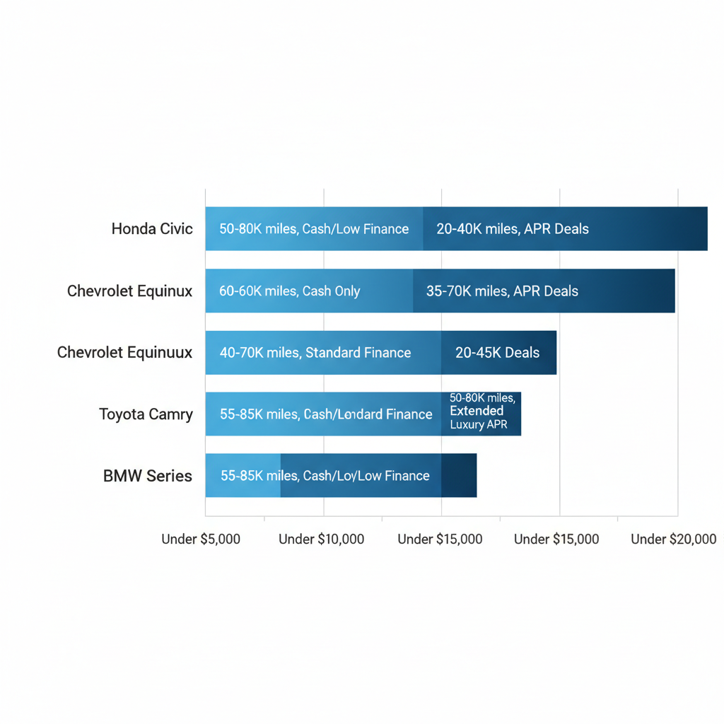 Horizontal bar chart comparing price brackets for popular used car models in Davie, FL