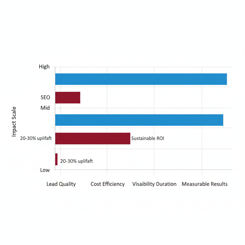 Horizontal bar chart comparing SEO and traditional marketing benefits for roofing businesses