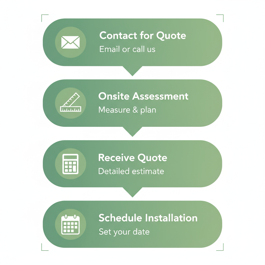 Vertical flowchart showing four steps for artificial turf installation process