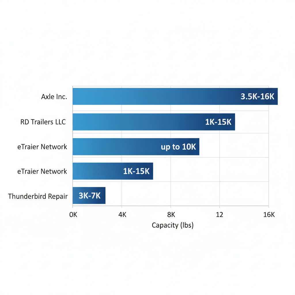 Horizontal bar chart comparing trailer axle capacity ranges from four suppliers in the South Bend area