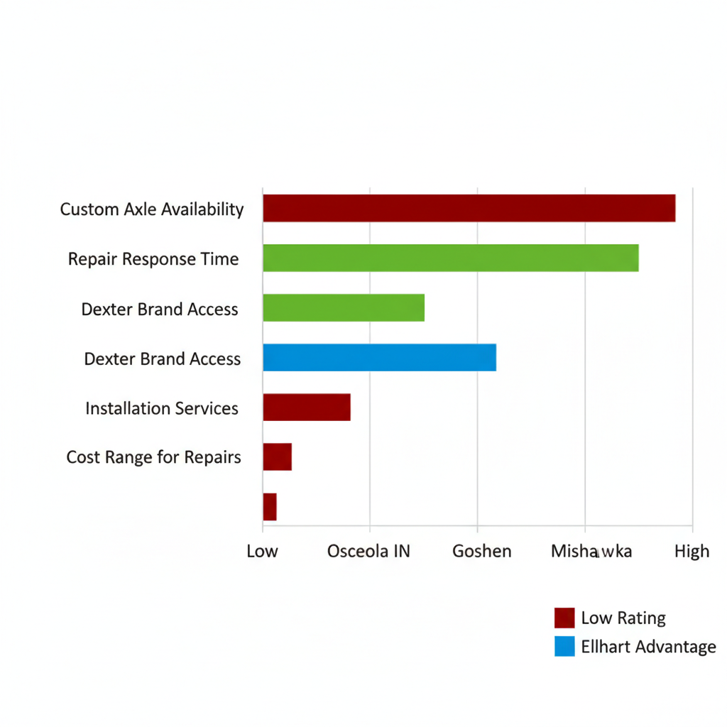 Horizontal bar chart comparing trailer services availability and quality in Northern Indiana regions including Elkhart
