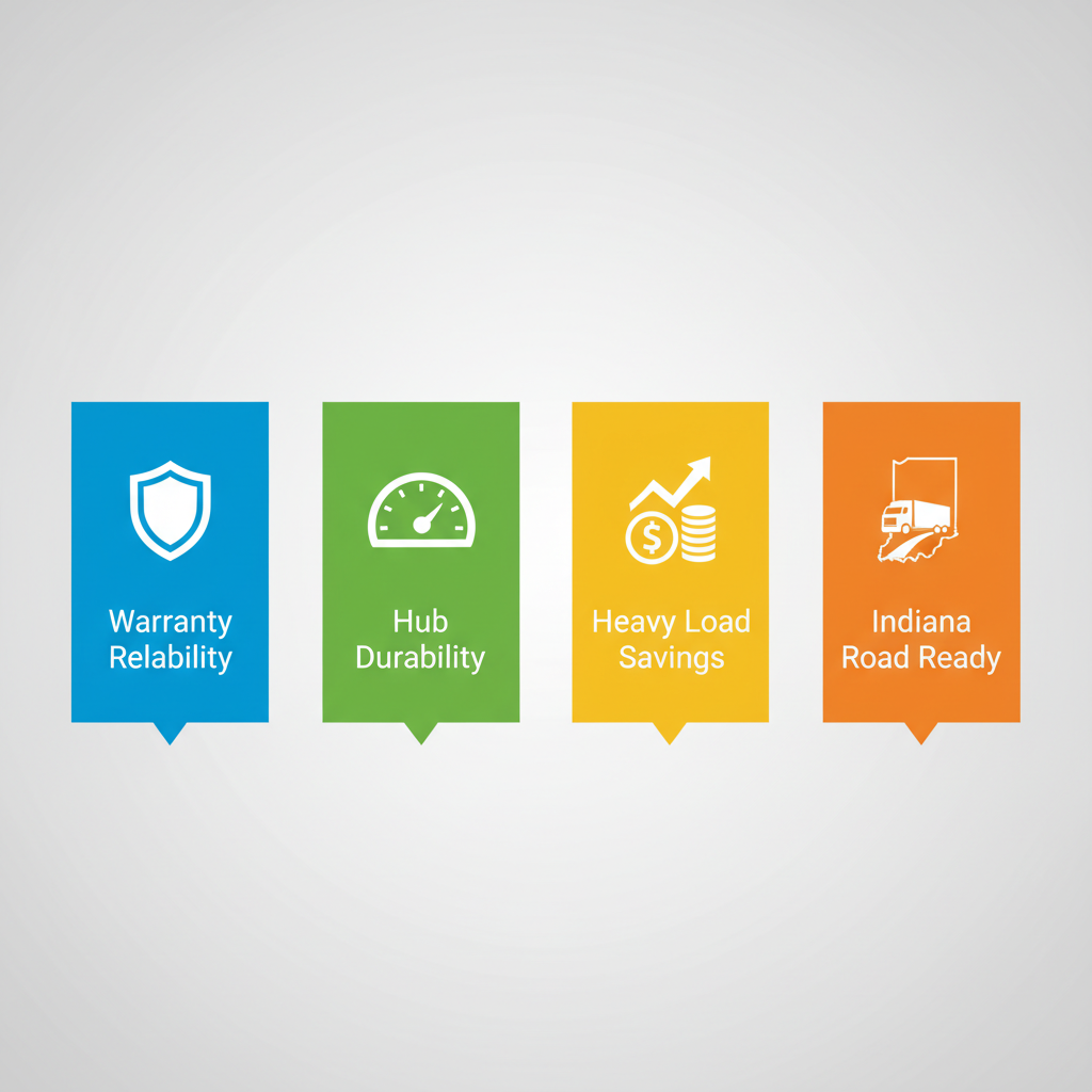 Infographic illustrating benefits of Dexter axle parts: durability, performance, cost-effectiveness, and ease of sourcing