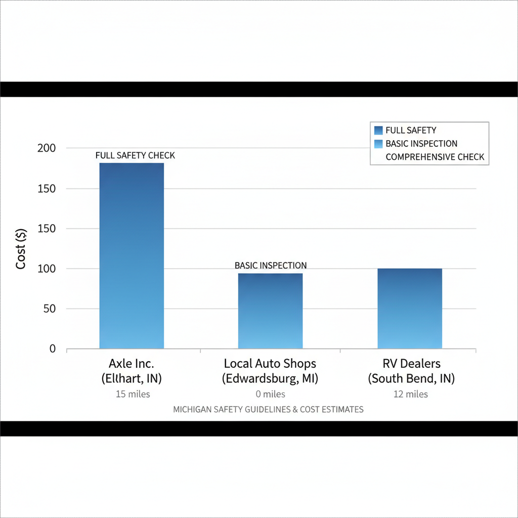 Bar chart comparing trailer inspection costs and services for providers near Edwardsburg, MI
